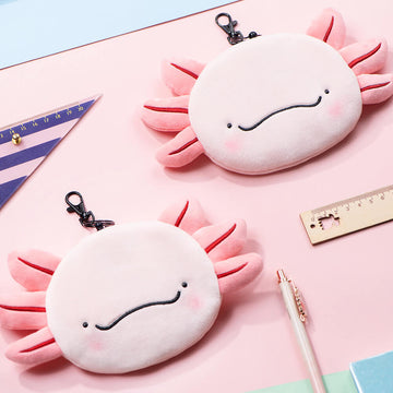 Cute Axolotl Zippered Coin Purses, Animal Money Bag